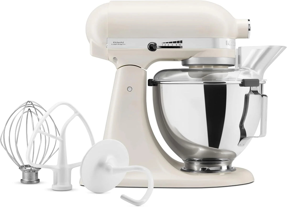 KitchenAid Classic robot kuchenny 4,3 l z obrotową głowicą, 10 stopni z łagodnym rozruchem, mieszadło płaskie, hak do zagniatania i trzepaczka, mieszadło planetarne, 59 punktów styku miski, kolor