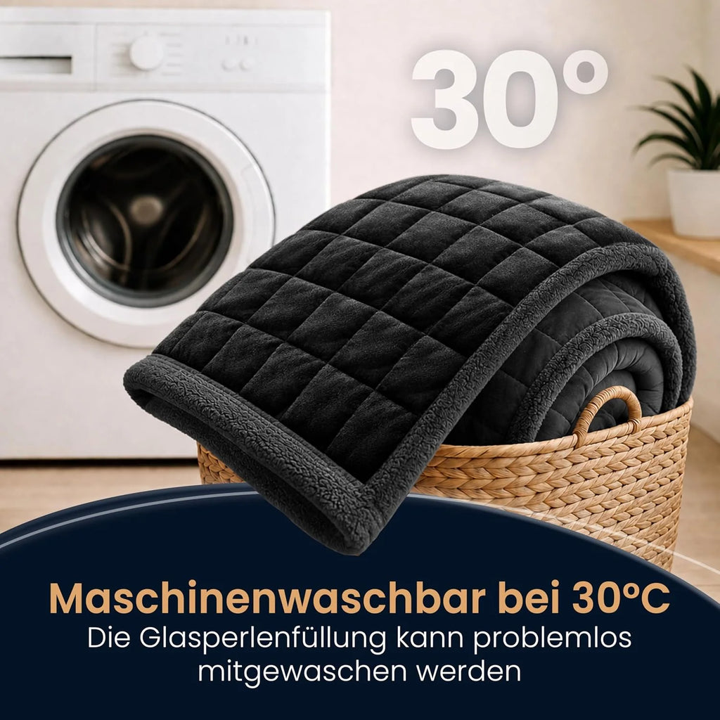 ELONEO koc obciążeniowy Sherpa Fleece 200x200 cm z 11 kg, certyfikowany Oeko-Tex, koc obciążeniowy, koc relaksacyjny i koc przeciwstresowy, czarny