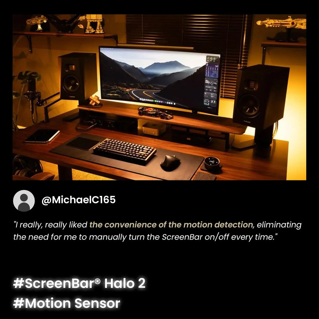 Lámpara de monitor ScreenBar Halo 2 con luz trasera, USB, 5 W, 2700–6500 K, regulable, sensor de movimiento, mando inalámbrico, para monitores de 0,43–6 cm