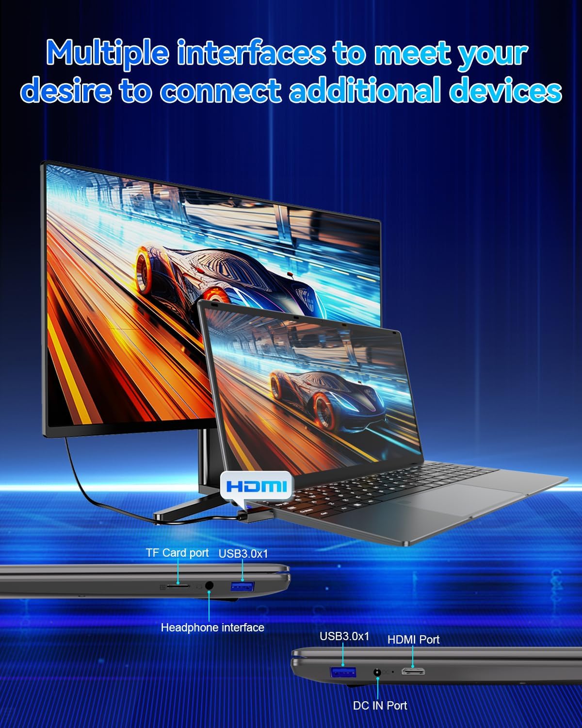Portátil 16 GB RAM LPDDR4 512 GB SSD 15,6 Pulgadas UHD Procesador Celeron N5095 con Touch ID WiFi5 Bluetooth 4.0 USB 3.0 (Película para teclado incluida)