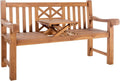 Banco de teca Luka de CLP | Banco de jardín resistente a la intemperie con mesa plegable, color: teca, tamaño: 150 cm