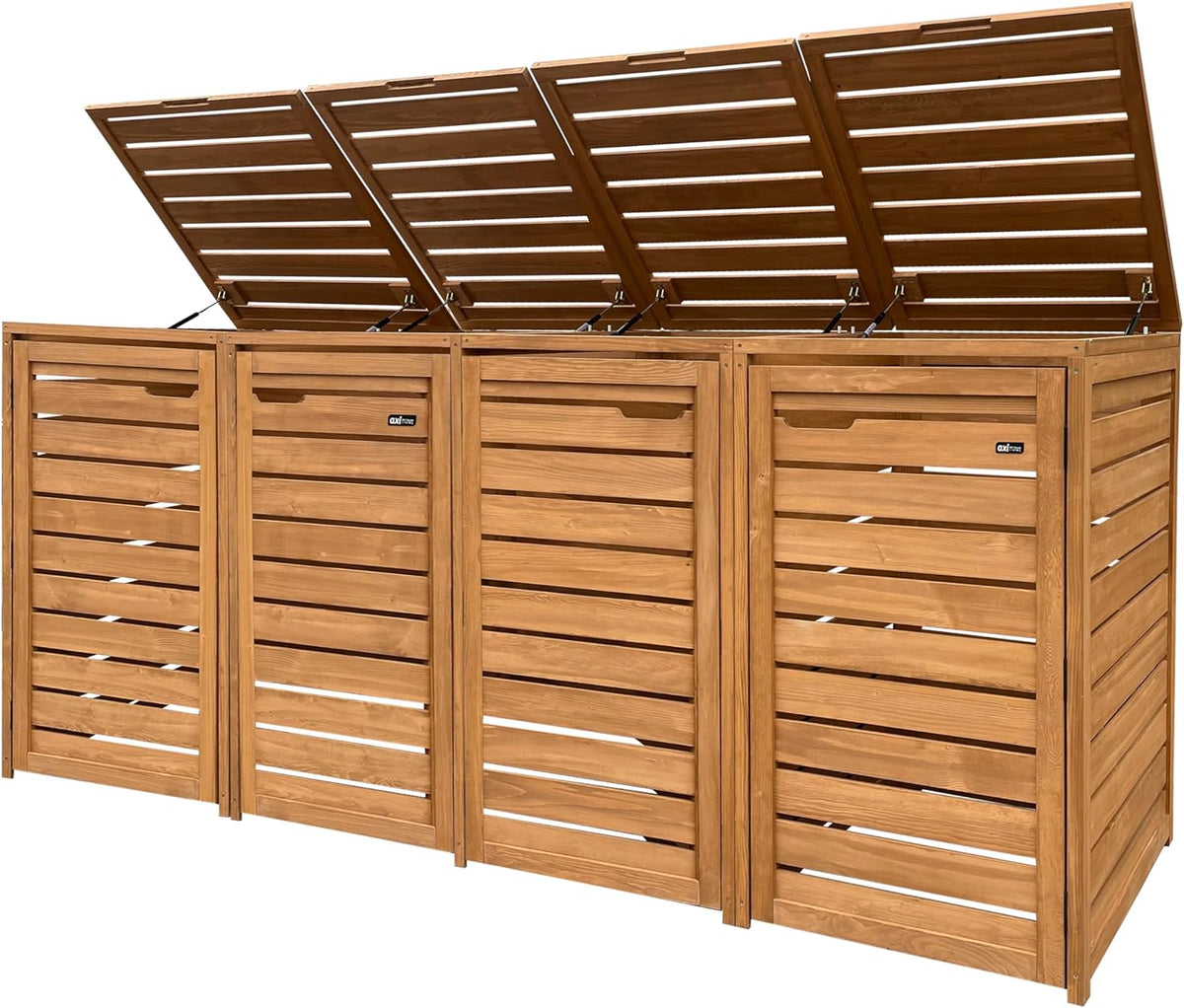 AXI Lex Cubrecontenedor de madera marrón | Cubierta para 4 cubos de basura - 240-960L | Caja para cubos de basura/Caja de almacenamiento
