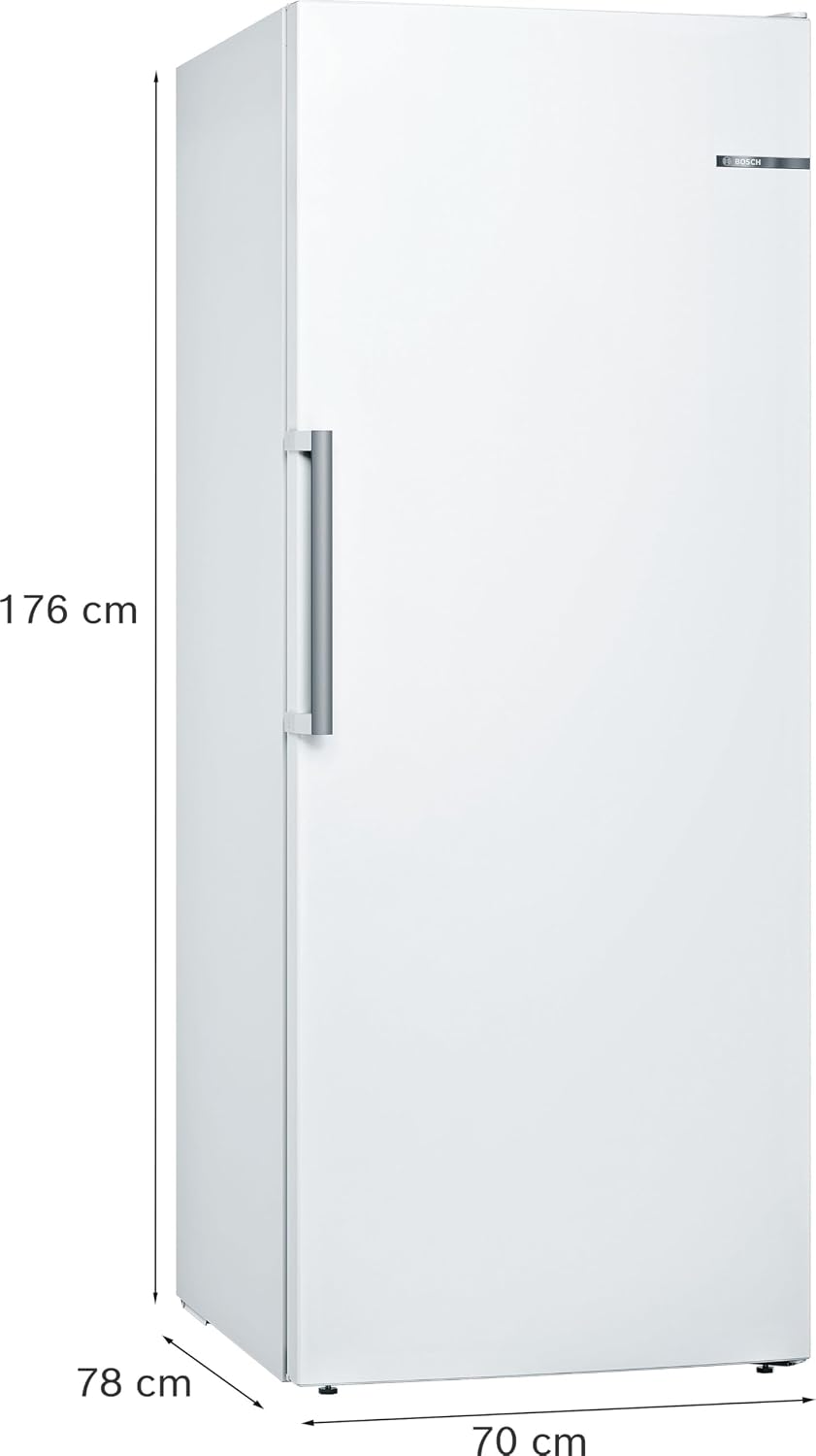 Congelador Bosch GSN54AWCV Serie 6 XXL, 176 x 70 cm extra ancho, 327 L, NoFrost sin necesidad de descongelar, iluminación LED uniforme, BigBox con espacio para alimentos congelados grandes, blanco
