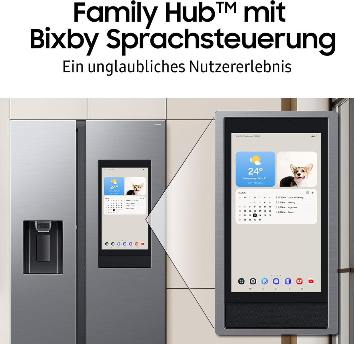Frigorífico americano Samsung RS90F67BETEF, nevera con congelador AI, 178 cm, 614 l, dispensador de hielo/agua con depósito, Family Hub, modo AI Energy y control por voz, aspecto de acero inoxidable