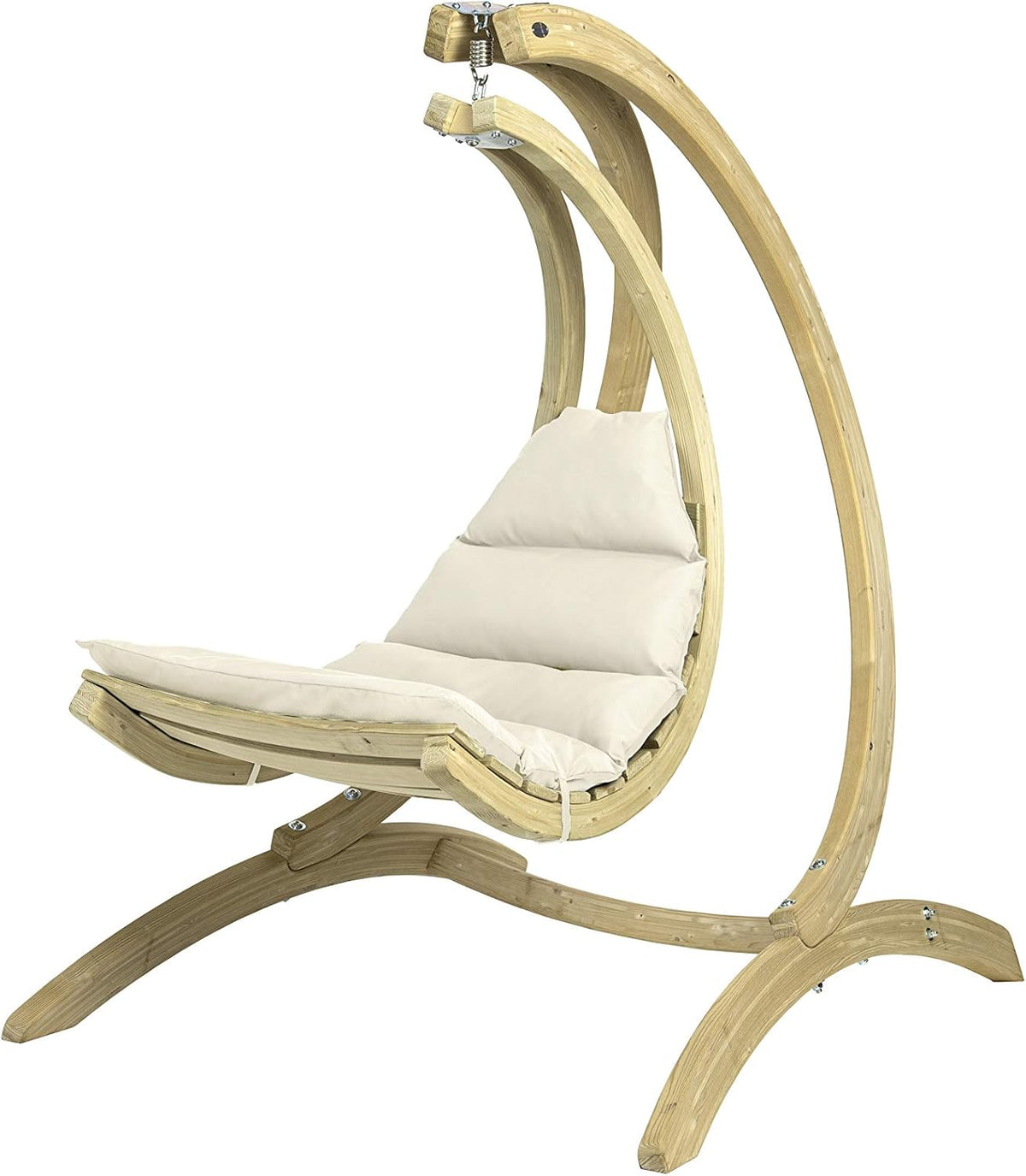 Sillón colgante AMAZONAS Swing Chair crema, elegante silla colgante con colchón extragrueso de madera de abeto certificada FSC, hasta 120 kg