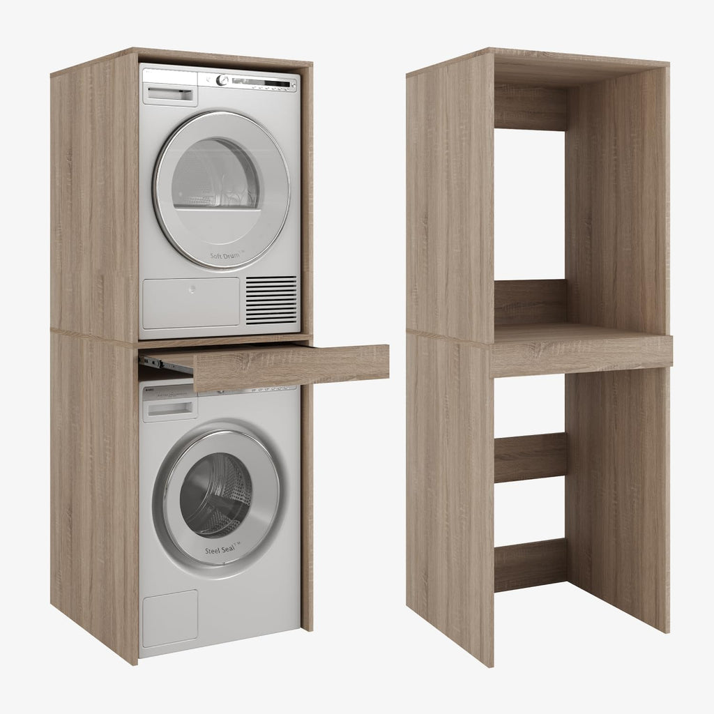HABITACIÓN PLATAN Lavadora Secadora Armario con tabla extraíble • Armario para lavadora y secadora • Armario superior 187 x 65 x 66 cm (Roble Sonoma)