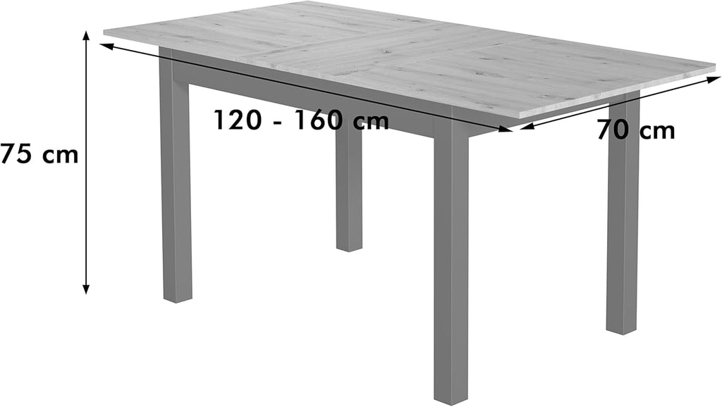 Newfurn Mesa de comedor de roble silvestre, mesa de cocina, mesa de comedor II 120x76,5x70 cm (ancho x alto x profundidad)