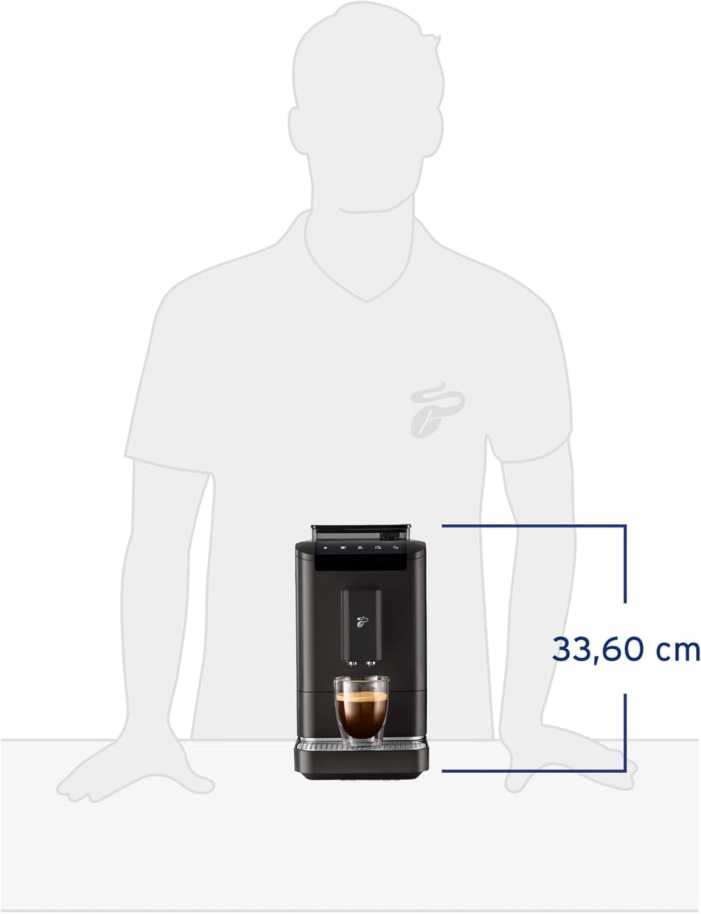 Cafetera superautomática Tchibo Esperto2 Caffè con función para 2 tazas para Caffè Crema y Espresso, Granite Black - INCLUYE set de degustación de café GRATIS