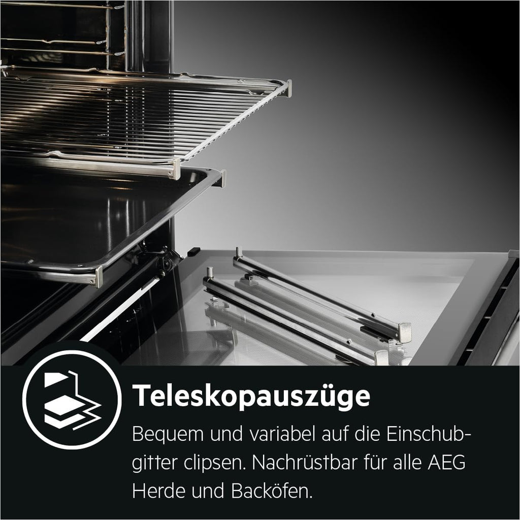 Cocina independiente AEG con placa vitrocerámica 60 cm/zona paellera/zona de cocción multianillo/mandos escamoteables/control táctil/función grill/pantalla con reloj/A / CCB644OCBM