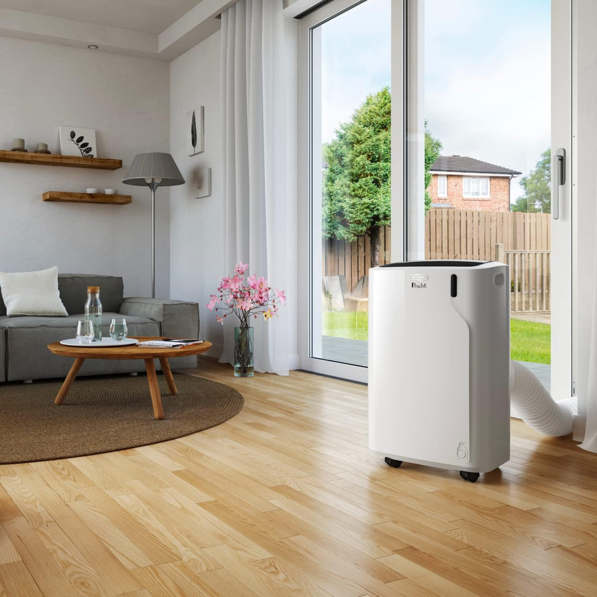De'Longhi Pinguino Silent - Aire acondicionado portátil, para habitaciones de hasta 32,5 m², con deshumidificador y ventilador, 10500 BTU, funcionamiento silencioso, mando a distancia, temporizador 24h, clase de eficiencia energética A (PACEM93K.1)