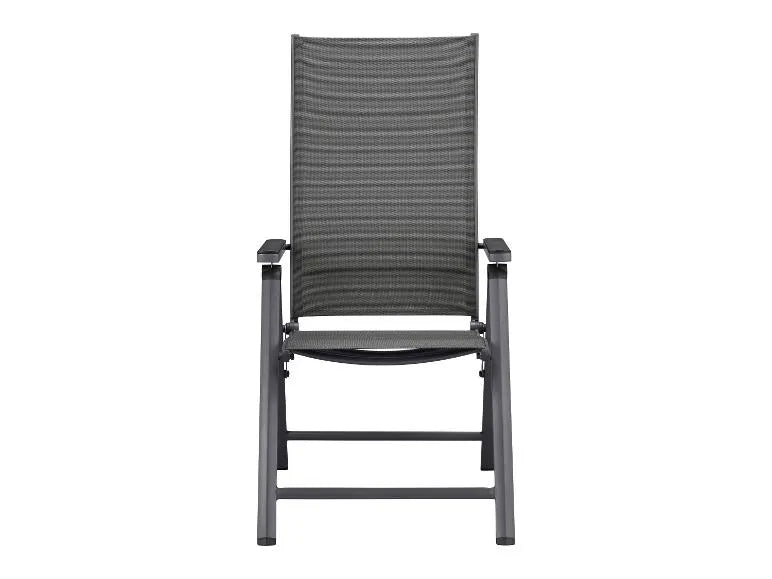 Conjunto de aluminio "Houston", 9 piezas: mesa extensible y 8 sillas de respaldo alto, gris