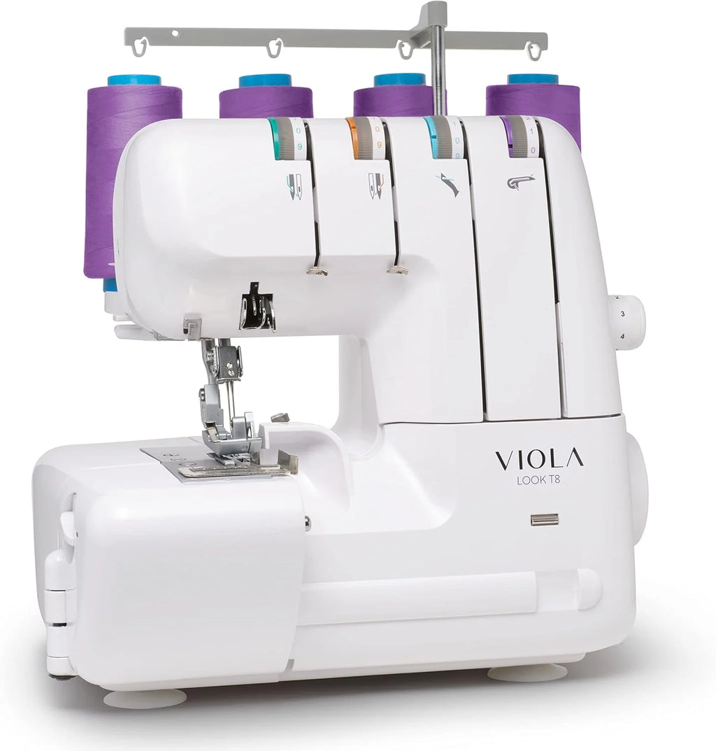 VIOLA Look T8 Maszyna do cięcia i szycia z mechanizmem różnicowym dla początkujących, Overlock z 12 punktami do szycia wszystkich rodzajów tkanin, profesjonalne szycie