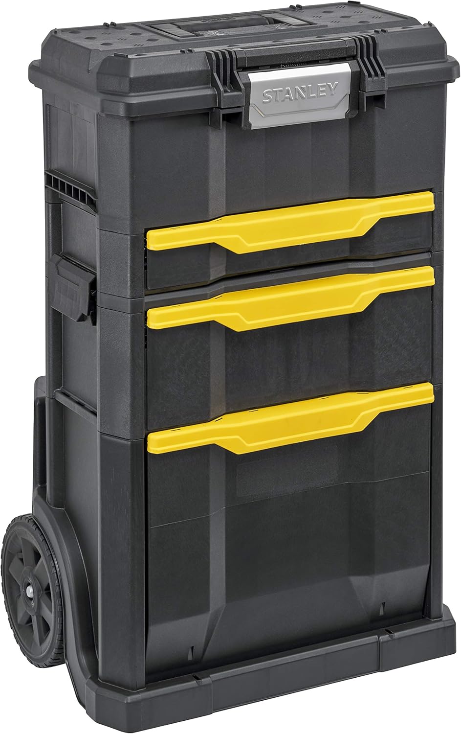 STANLEY Stst1-70344 Caja de herramientas modular 2 en 1 - 77,8 x 48,8 x 34,7 cm - Caja de herramientas desmontable - Estructura de polipropileno - Mango telescópico - Clips laterales - Sin herramientas