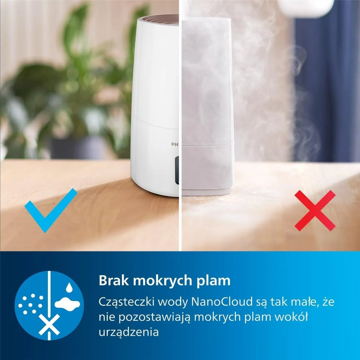 Philips Nawilżacz Ewaporacyjny serii 3000, do 45 m², NanoCloud, 3 l, Biały