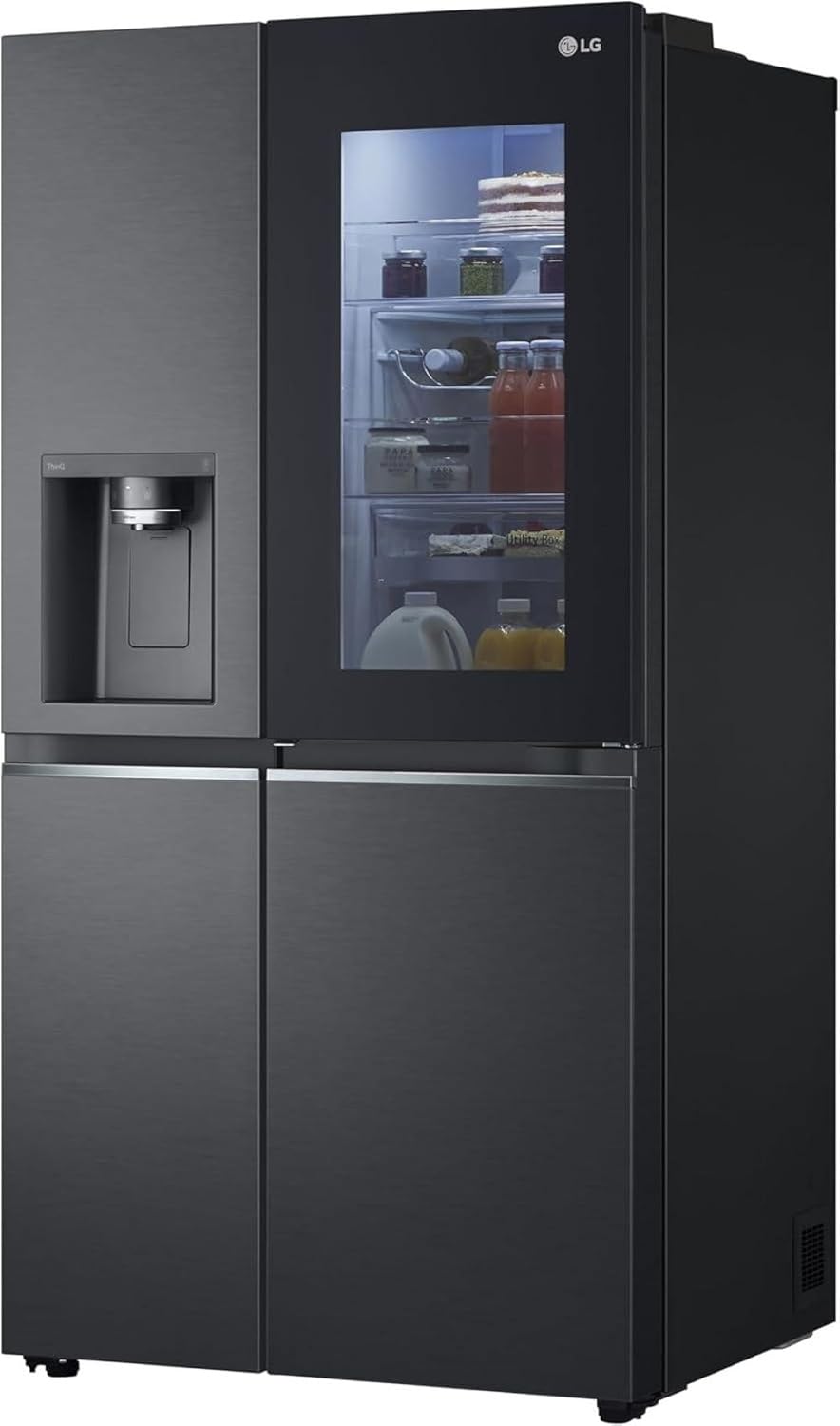 LG GSXV90MCDE Frigorífico Side-by-Side con congelador (628 L, clase energética D) con InstaView, Door-in-Door, Craft Ice, dispensador de hielo y agua, Total No Frost, negro