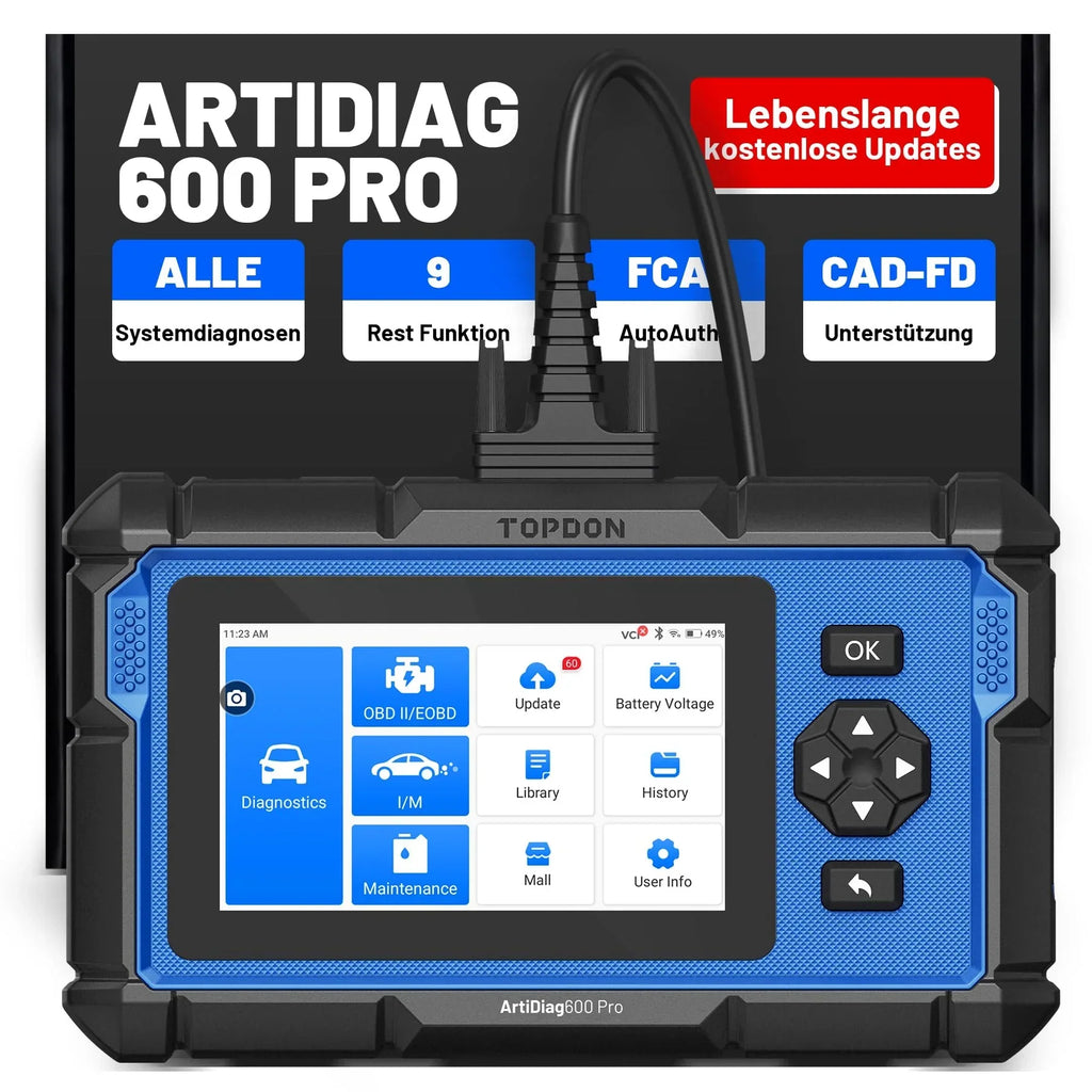 Dispositivo de diagnóstico OBD2 universal Topdon ArtiDiag600 Pro con 9 funciones de servicio