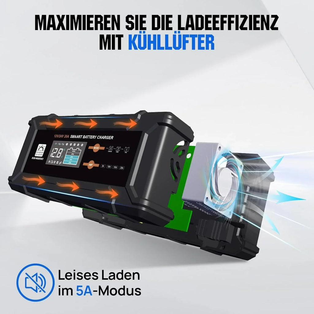 Batería LiFePO4 de 12V 100Ah con BMS Bluetooth y cargador de 12/24V 20A con protección de baja temperatura para autocaravana y barco