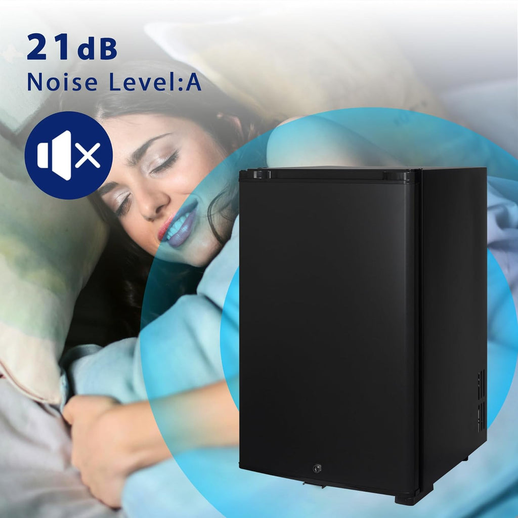Frigorífico Smad 12V, Nevera para Autocaravana 12V 220V, Refrigerador Silencioso con Cerradura, para Coche, Caravana, Furgoneta, Dormitorio, Oficina, Hotel, Alojamiento, 50L, Negro