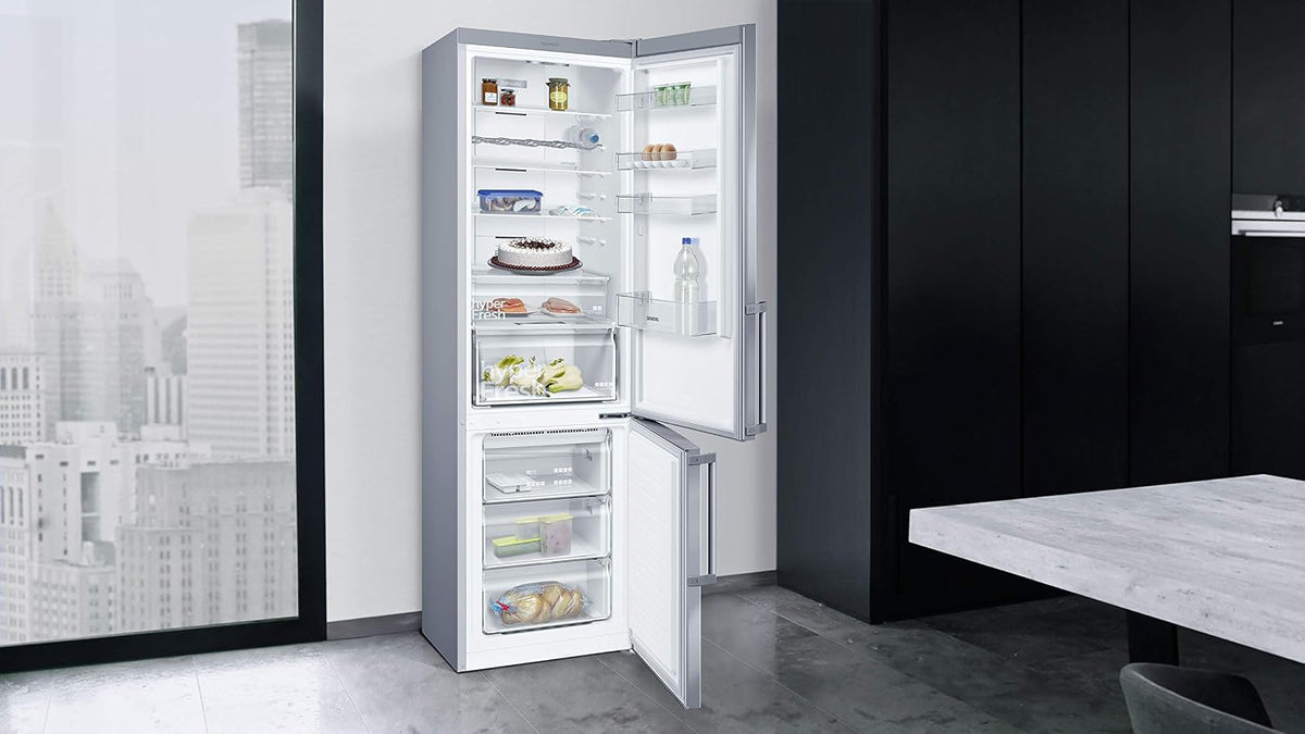 Siemens KG39NXIDR iQ300 Frigorífico combi de libre instalación con congelador, 191 kWh al año, 368 L, sistema de conservación hyperFresh, noFrost, freshSense, botellero