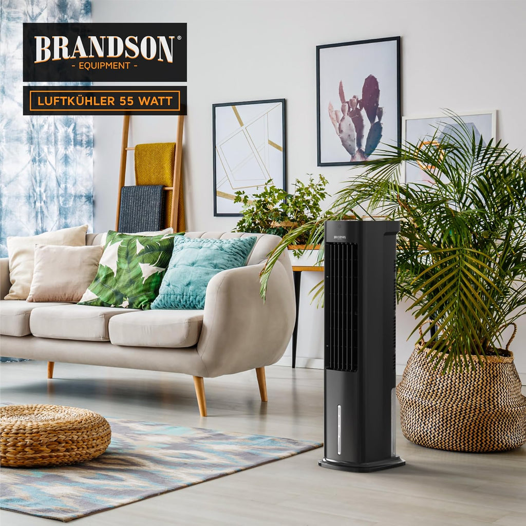 Brandson - Enfriador de aire por agua 5 en 1 - Enfriador evaporativo, humidificador, ventilador y purificador de aire, aire acondicionado portátil sin tubo de escape - Galardonado 2025 - silencioso - depósito de agua de 5 L