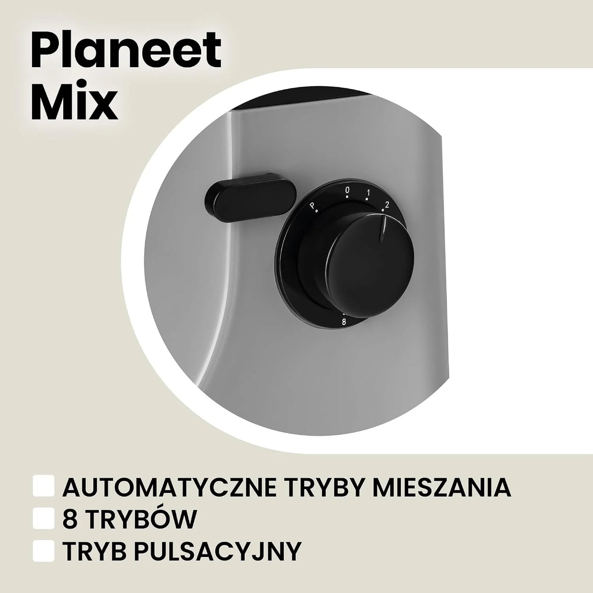ZEEGMA PLANEET MIX Robot Planetarny 1800 W, Wielofunkcyjny Robot Kuchenny z Misą 5L z Uchwytem i Pokrywką, 8 Prędkości Pracy, 3 Narzędzia Miksujące Panel Dotykowy (Srebrny)