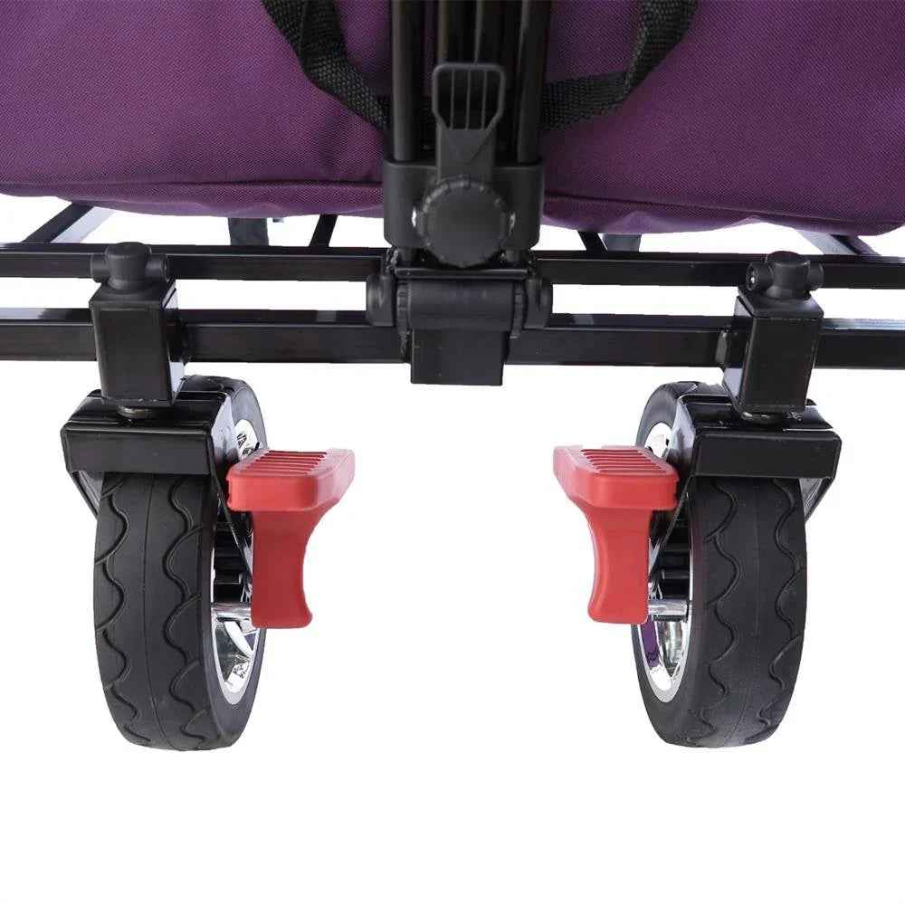Carrito plegable FUXTEC FX-CT700, carro plegable gris para el transporte de niños, ciudad, campo, playa o montaña - con capota anti-UV, asa de empuje, freno de mano delantero y trasero, el original