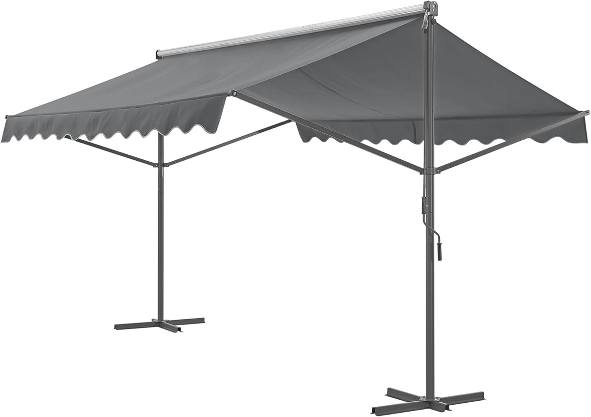 pro.tec Toldo independiente Selenizza toldo autoportante 400x300x260cm toldo de jardín protección solar cubierta de terraza exterior terraza jardín balcón gris oscuro