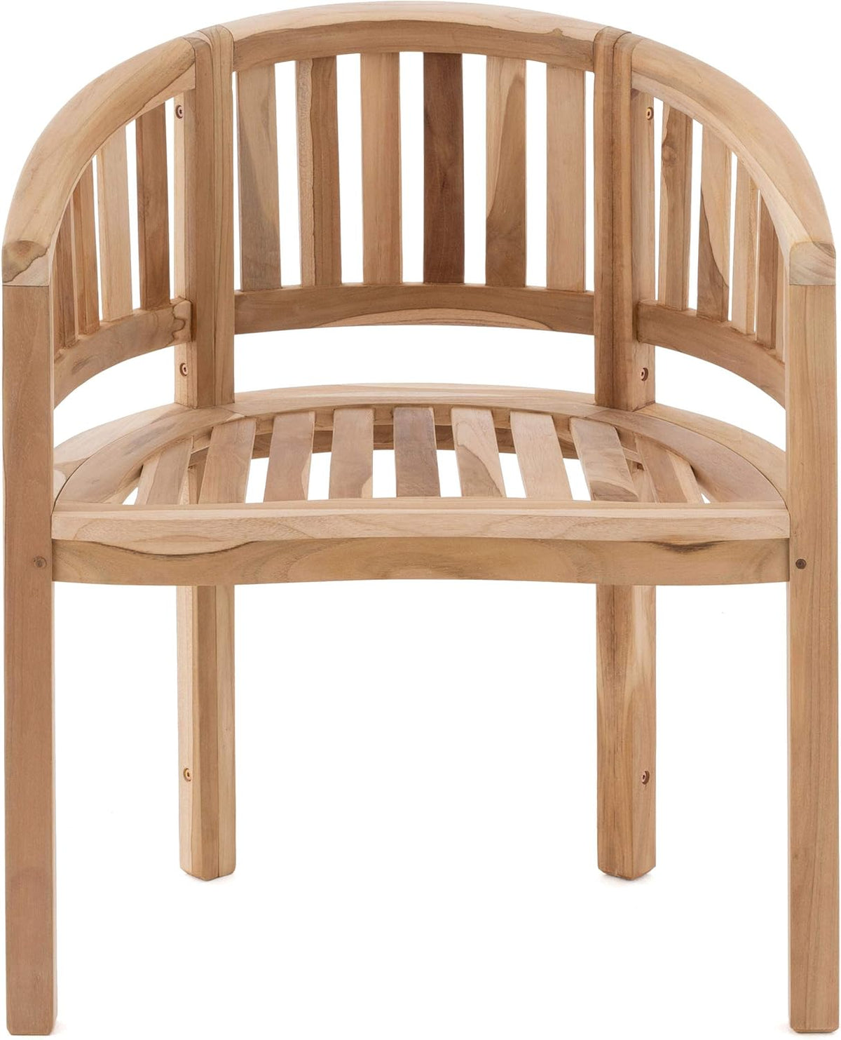 Silla de banano DIVERO Miami curva de madera de teca, sin tratar – Hecha totalmente a mano – Color: marrón natural