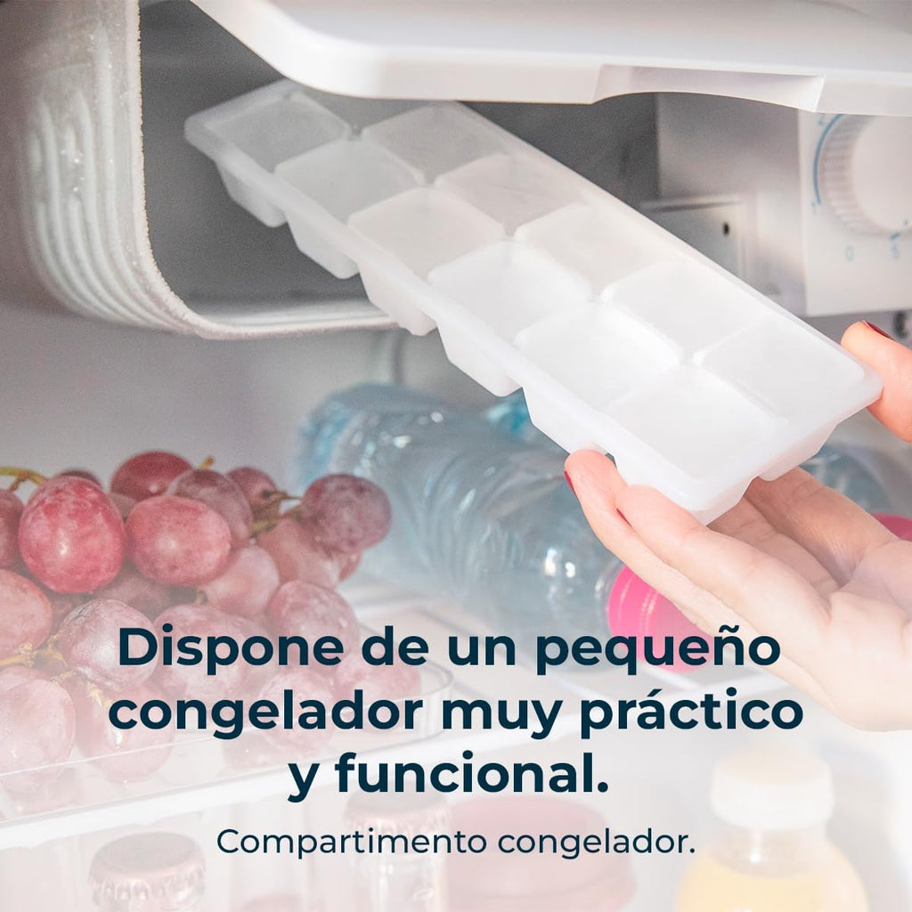 Cecotec Nevera Pequeña Frigorífico Mini Minibar 46L GrandCooler 20000 SilentCompress White E. Altura 48,7cm, 48 cm de ancho, bajo consumo, puerta reversible, funcionamiento cíclico, blanco
