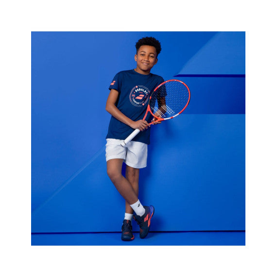 Koszulka chłopięca Babolat EXERCISE GRAPHIC TEE estete blue