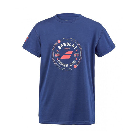Koszulka chłopięca Babolat EXERCISE GRAPHIC TEE estete blue