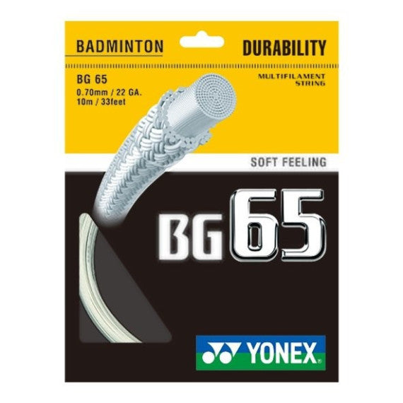 Naciąg do badmintona Yonex BG65 set. 10 m. 0,70 mm. white
